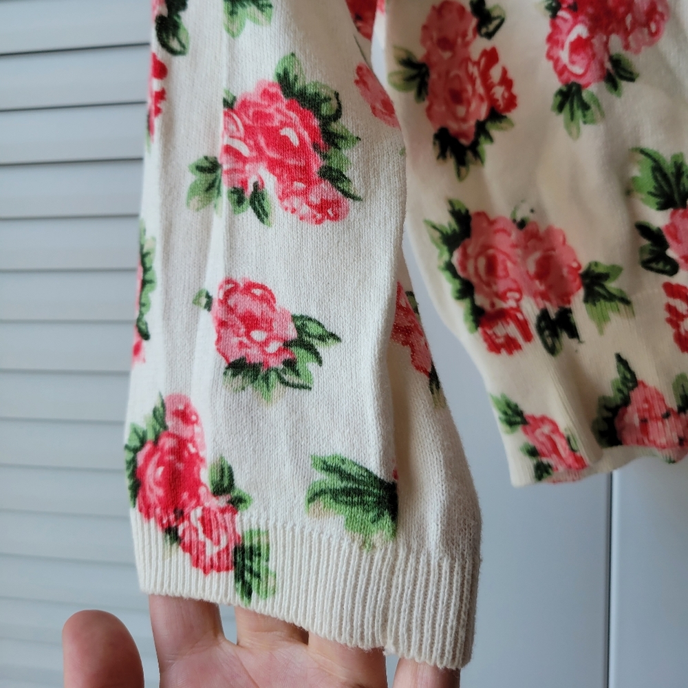 F21 cotton floral sweater - Picture 3 of 5